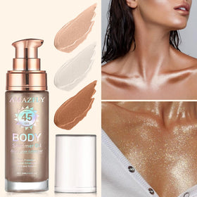 Model applying LemonSac to shoulders highlighting instant luminous finish