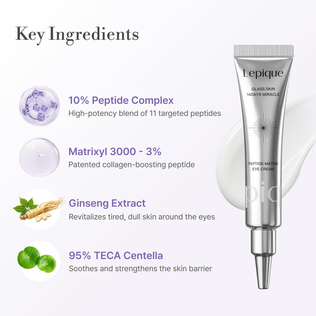 Lepique cream texture swatch highlighting fast absorption