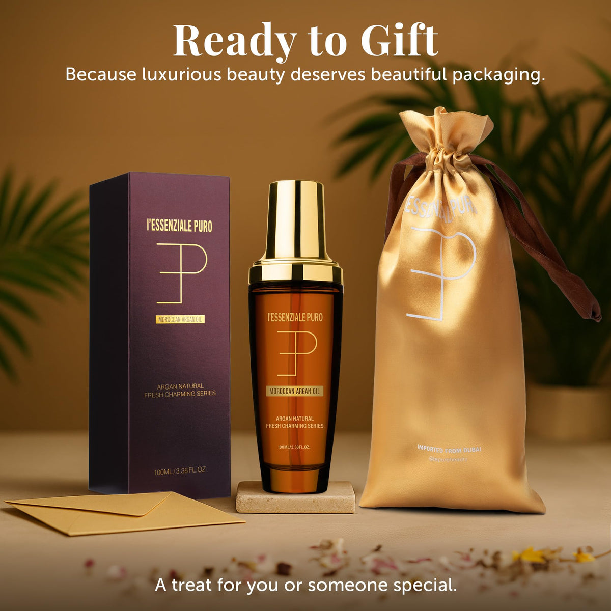 LEPURO oil warmed in hands and applied to skin for hydration