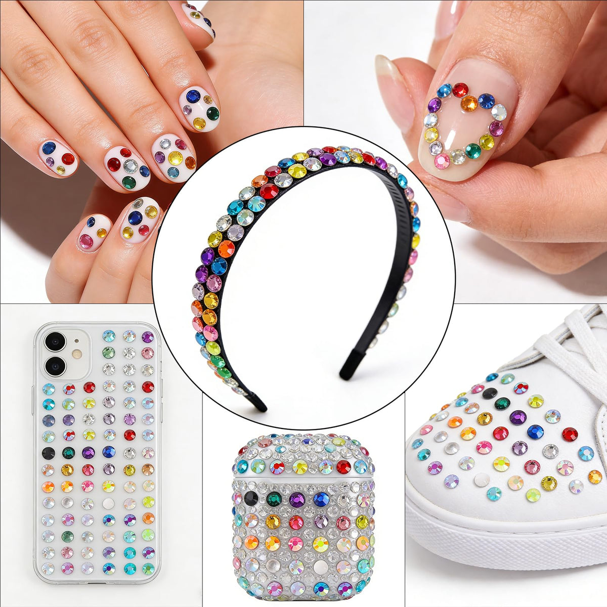 LERBOU size comparison hand displaying charms scale and suitability for nails