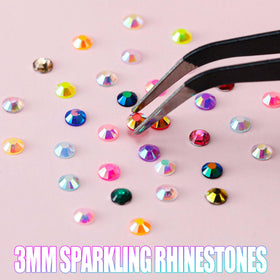 LERBOU rhinestones next to ruler to show 3mm size for accurate scale reference