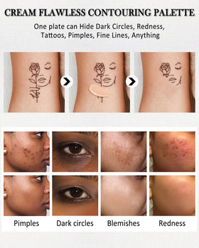 Lestpola pan label close-up highlighting shade range and targeted contour benefit
