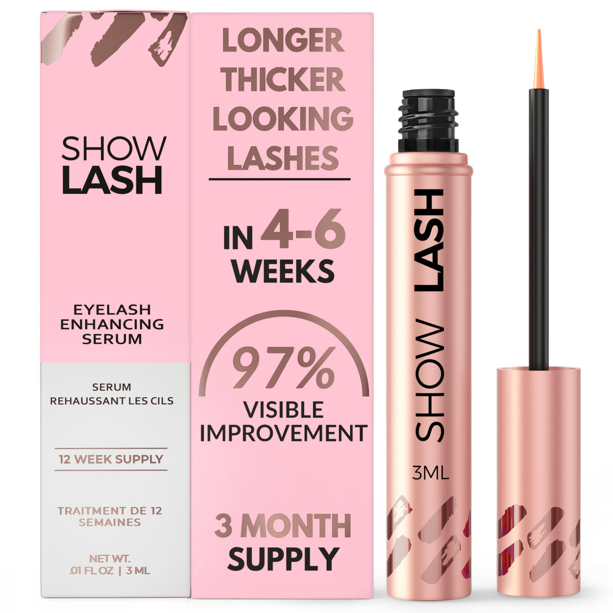 LeVaye' packaging front showing product and benefit of conditioned lashes