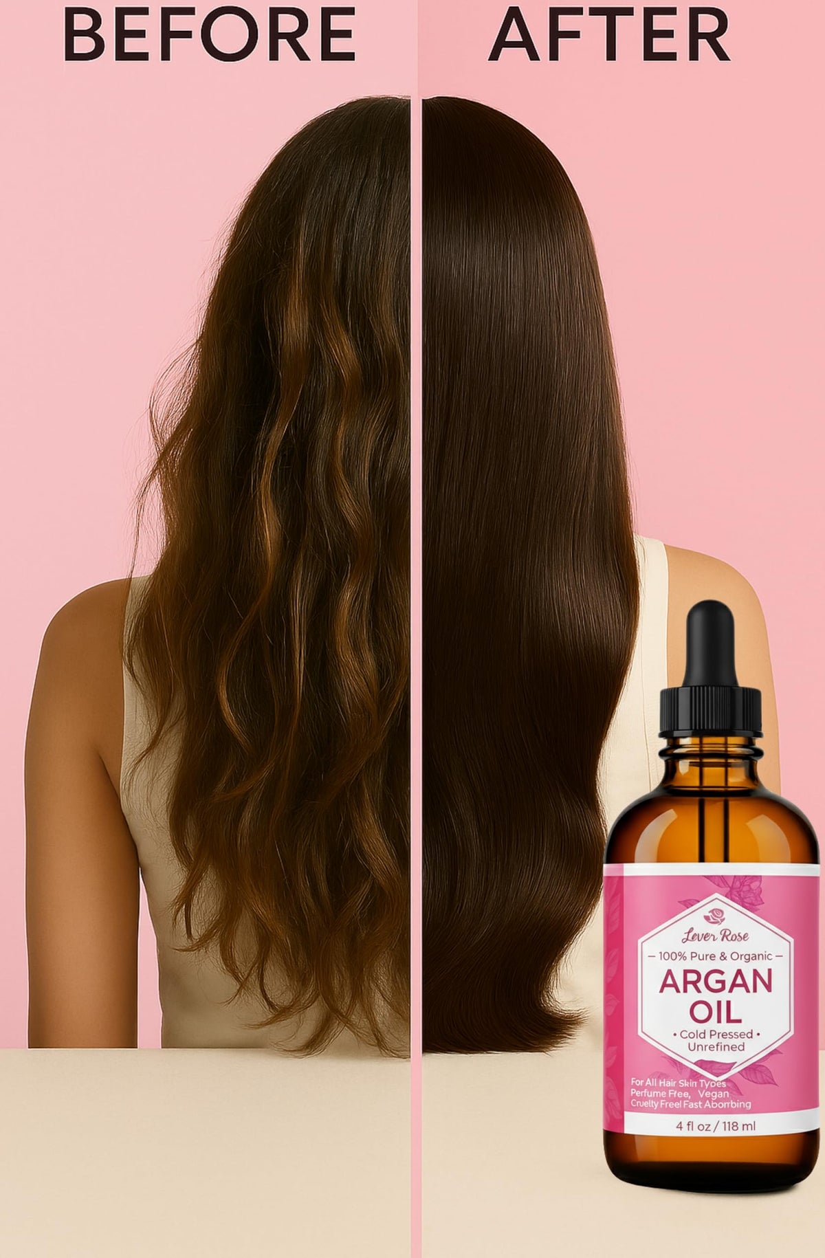 Leven Rose applying oil to hair ends to reduce frizz and add shine