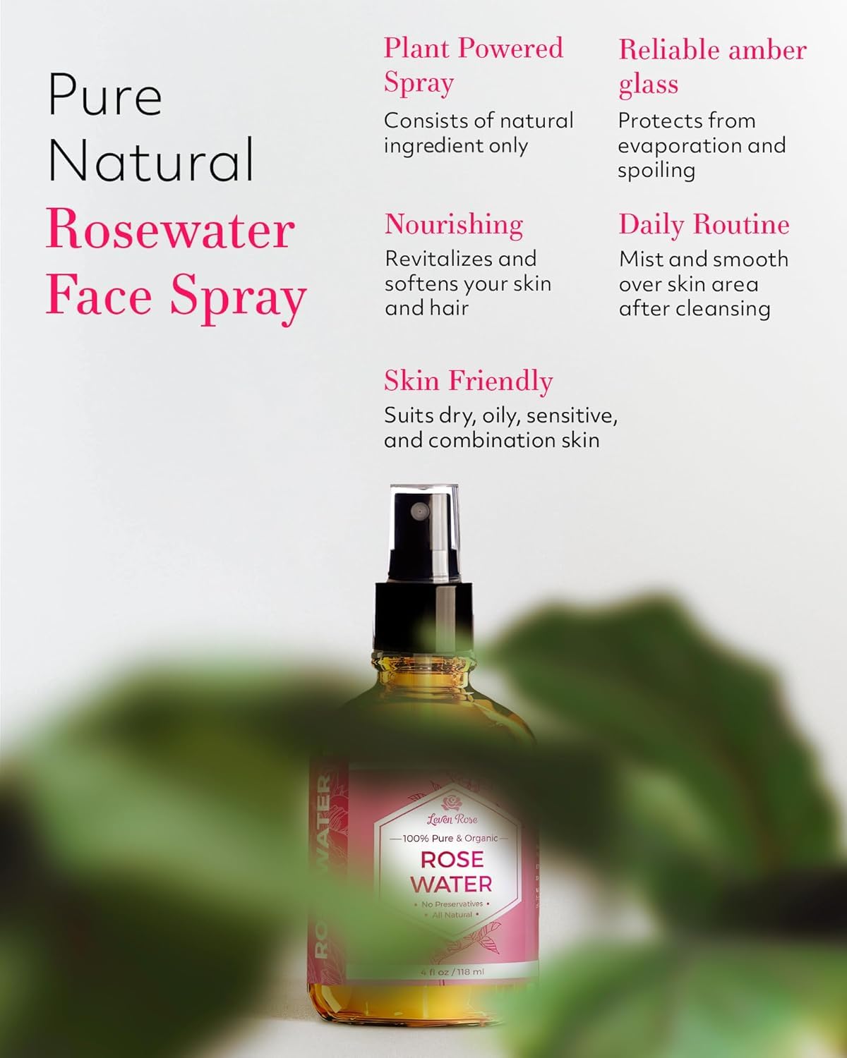 Leven Rose close-up spray nozzle delivering fine mist for even coverage