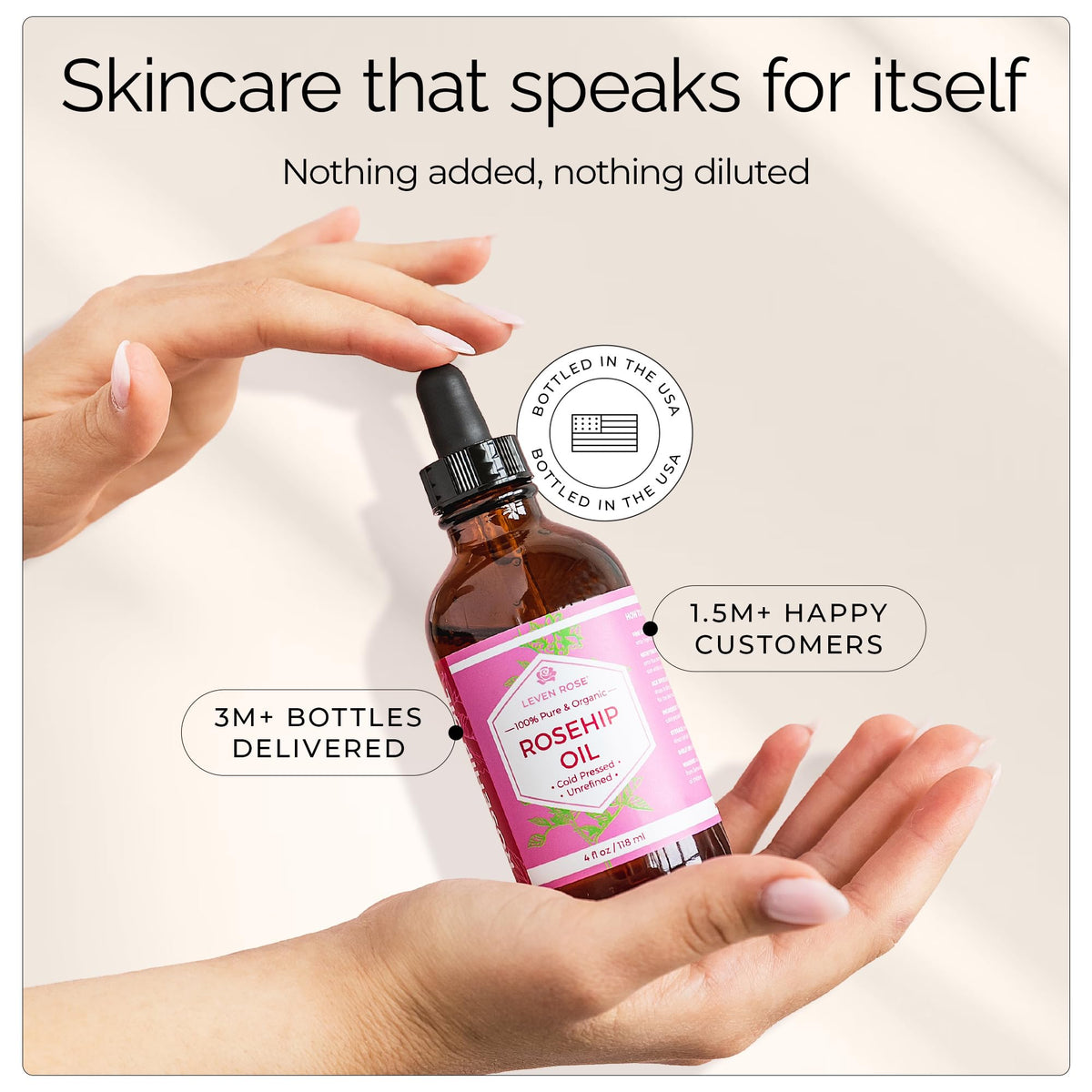 Leven Rose massaged into cuticles and nails to hydrate and condition