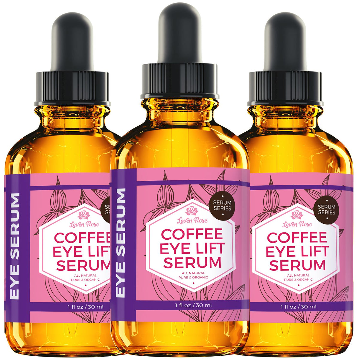 Leven Rose serum staged on bathroom shelf in routine, conveys daily refreshment benefit