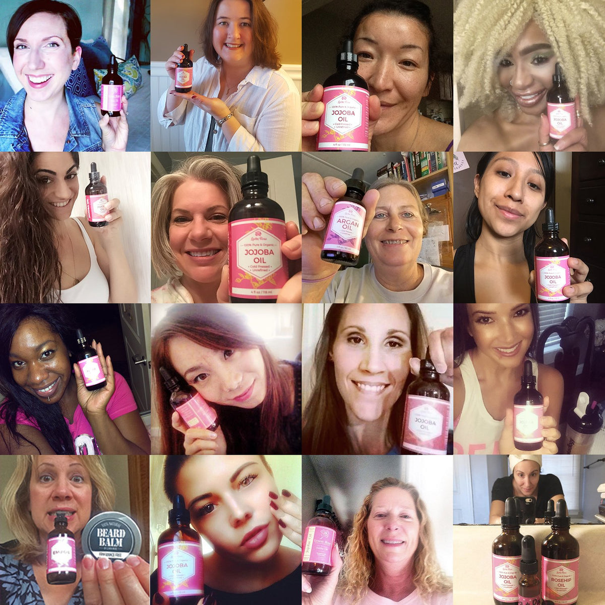 Leven Rose oil applied to hair ends, illustrates smoothing and shine benefits