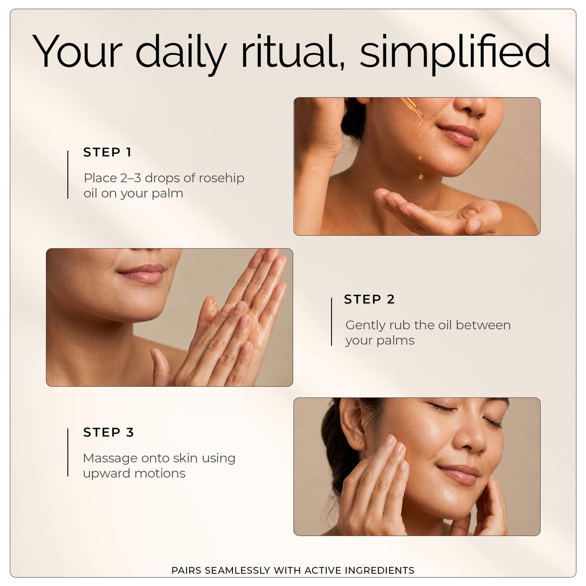 Leven Rose applied during nighttime face routine for nightly hydration