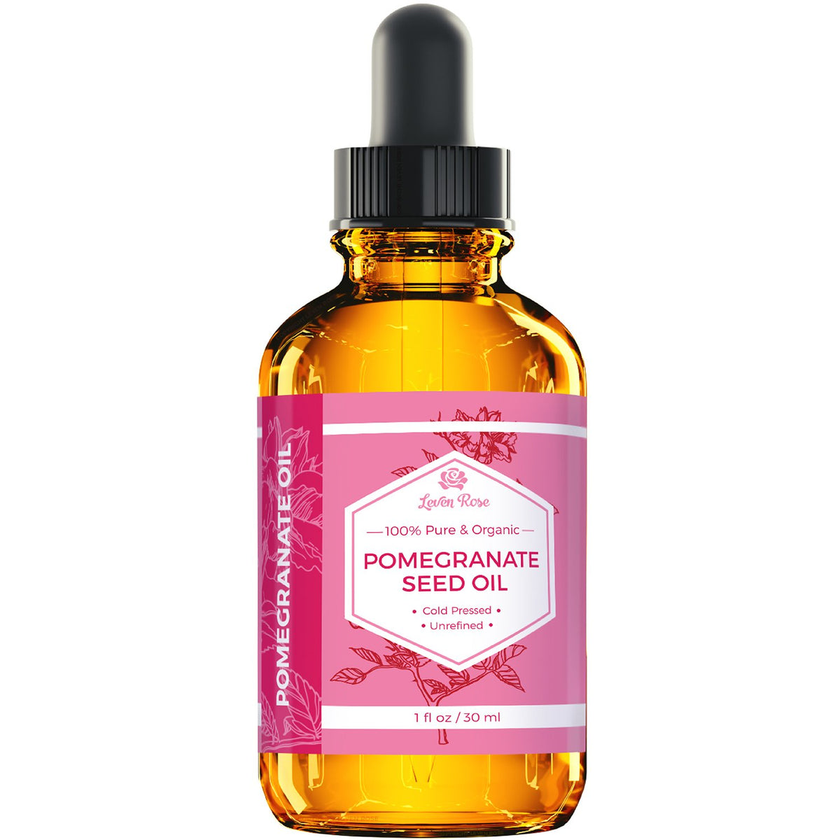 Leven Rose amber bottle with pipette dispending precise droplets for controlled use