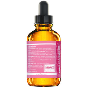 Leven Rose close-up of pomegranate seeds highlighting cold-pressed, unrefined origin