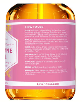 Leven Rose bottle beside sunflower seeds showing natural source and purity