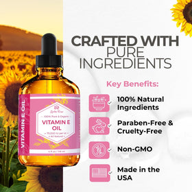 Close-up of vitamin E oil drop texture from Leven Rose adding hydration
