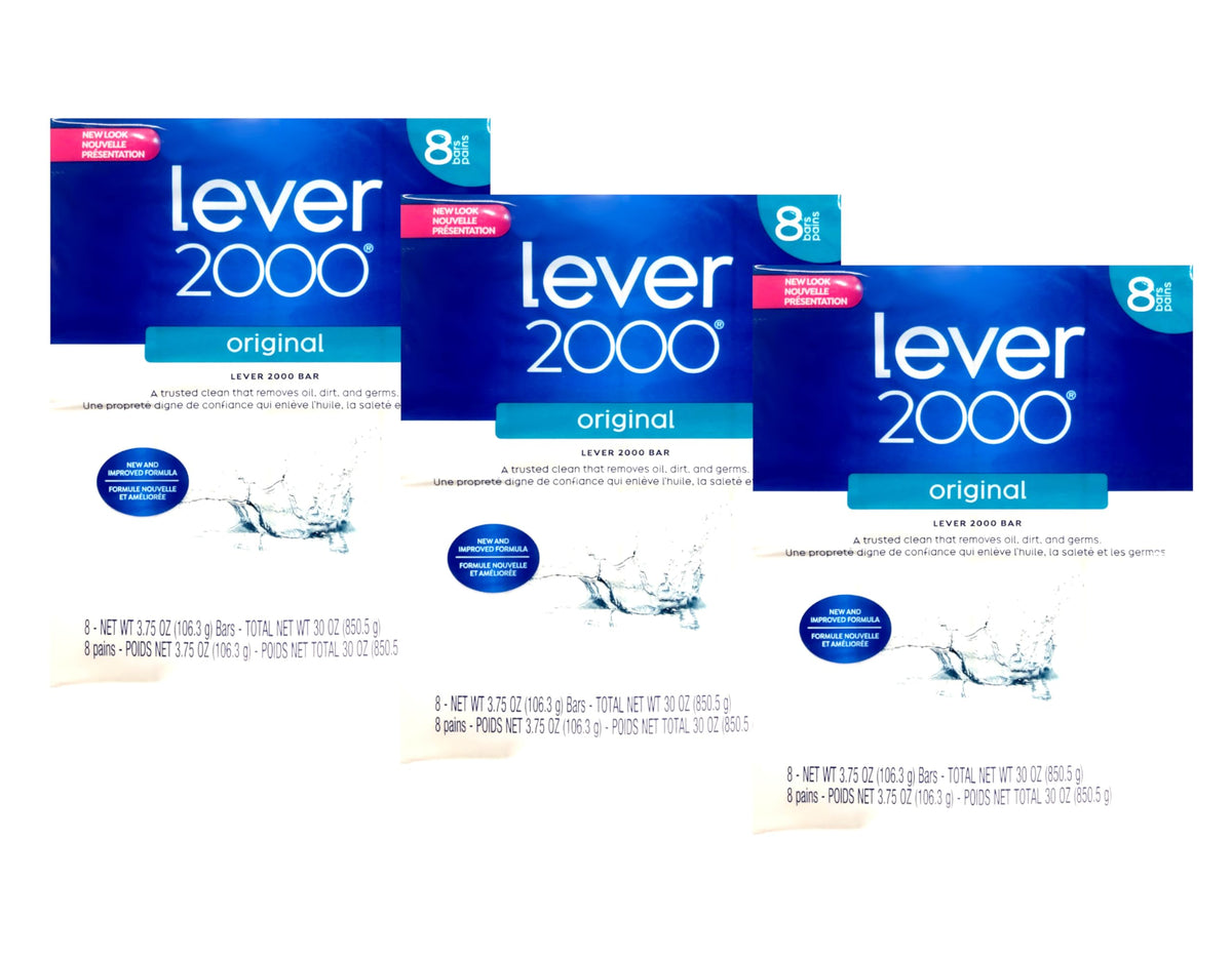 Lever 2000 front packaging showing multiple bars and original scent benefit