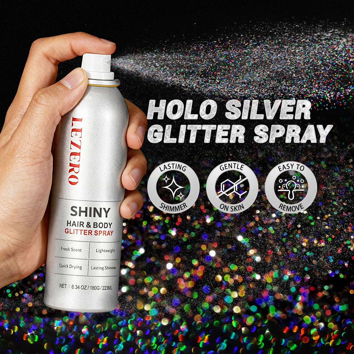 Lezero close-up of laser glitter texture highlighting multi-dimensional shine