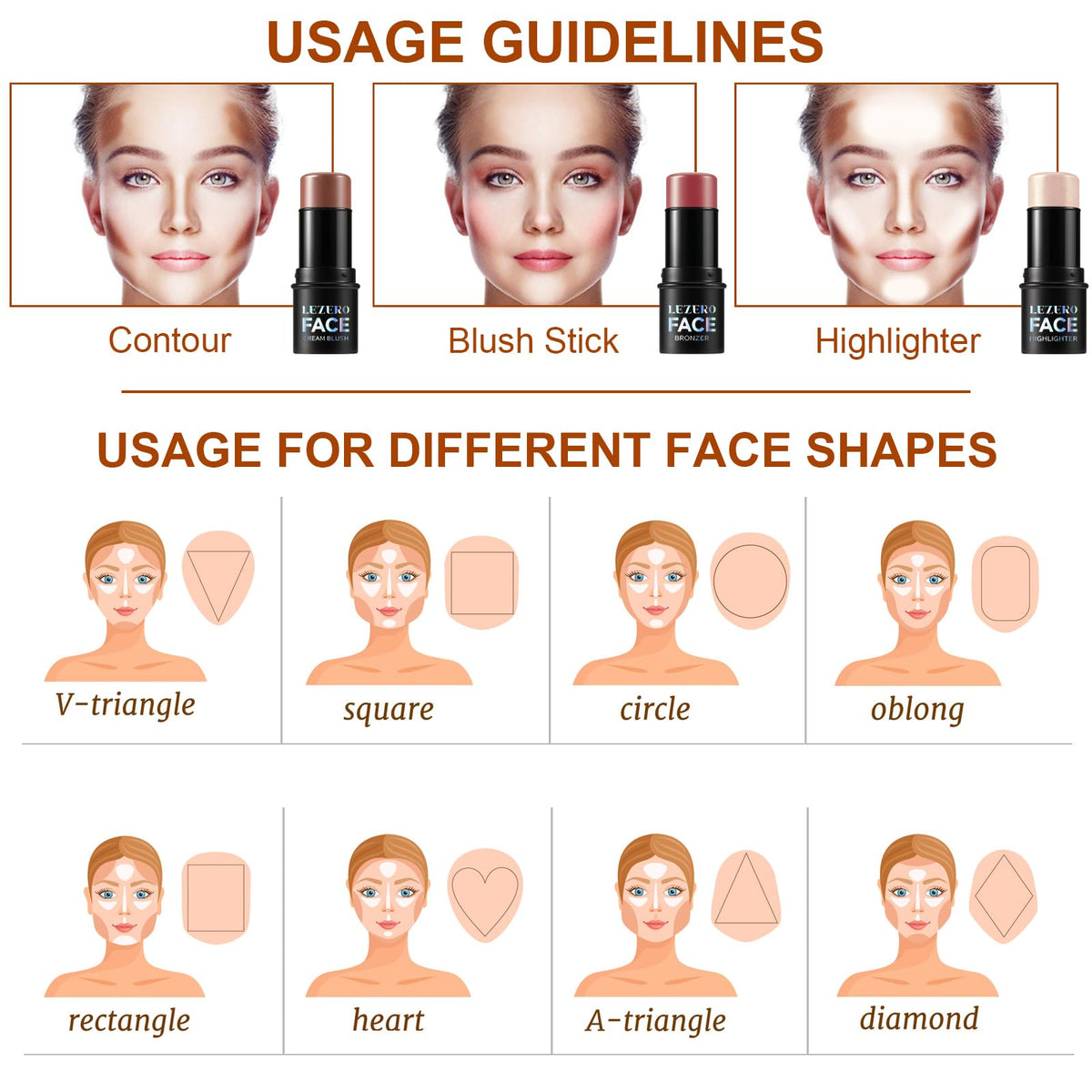 Lezero trio with brush arranged for on-the-go use and quick touch-up convenience