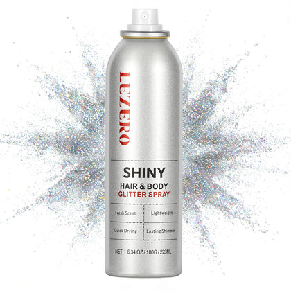 Lezero front packaging showing bottle and rainbow silver shimmer benefits