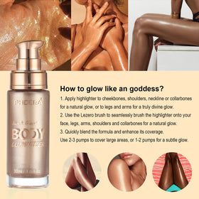 Lezero applied on décolletage demonstrating natural sun-kissed radiance