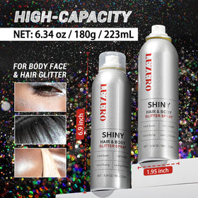 Lezero spray in action applying glitter to hair for instant festival sparkle