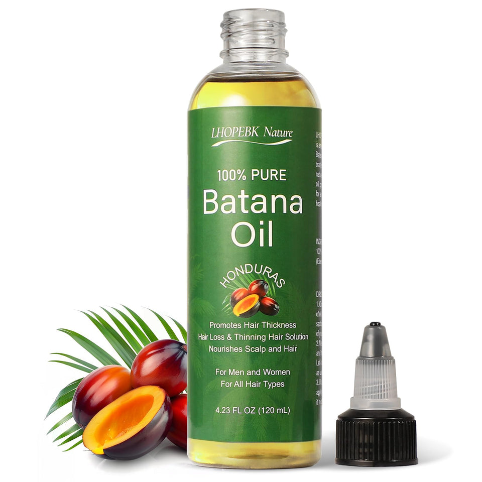 LHOPEBK Nature bottle front view showing pure batana oil benefits