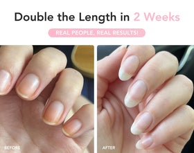 Liaison UltraGrow applied to a natural nail, illustrating strengthened, smoother surface