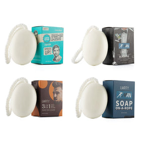 LIARTY front packaging showing four soap bars and benefits