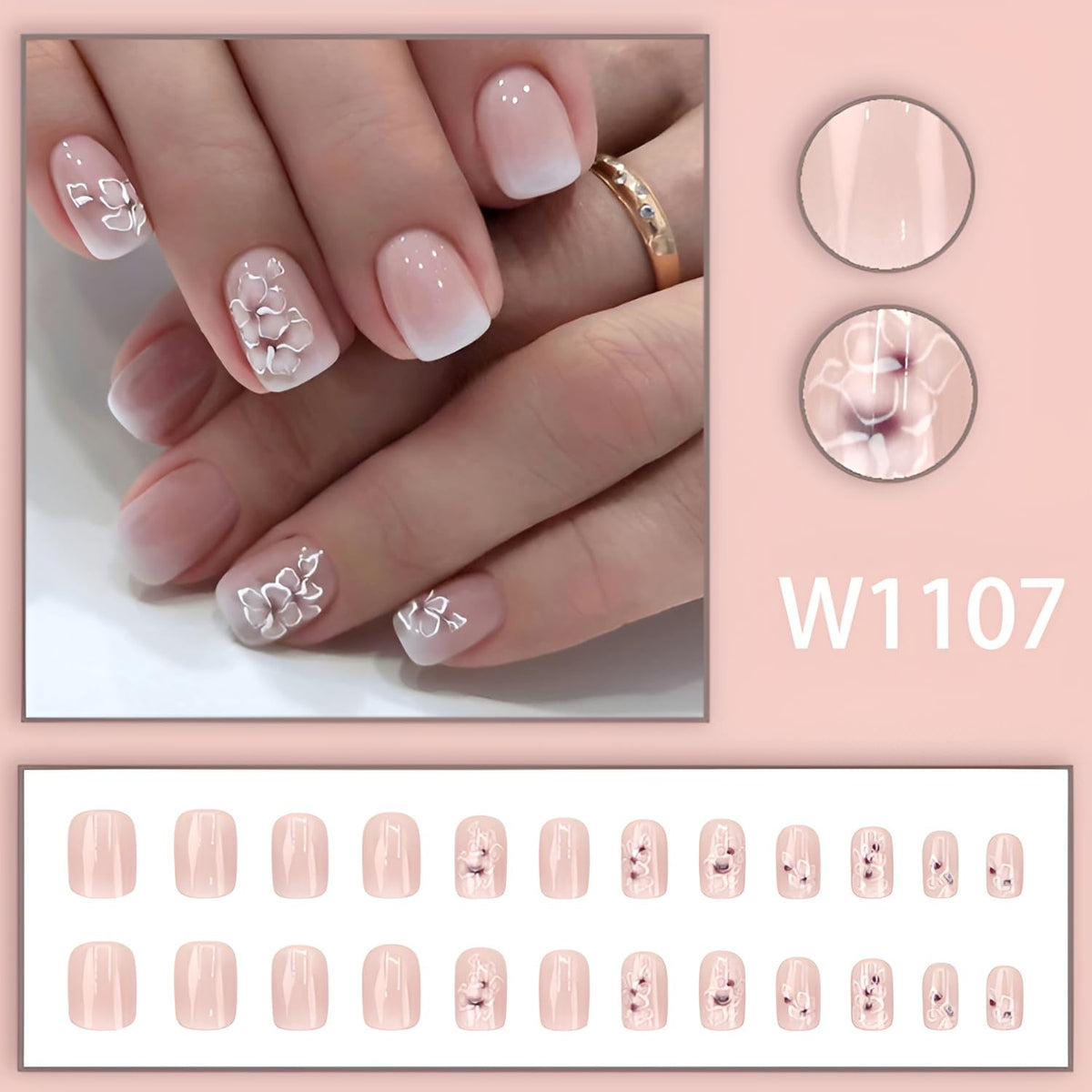 LIDUNANWU model applying a press-on nail, easy quick at-home manicure
