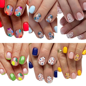 LIDUNANWU front packaging showing 144 floral press-on nails, ready-to-wear convenience