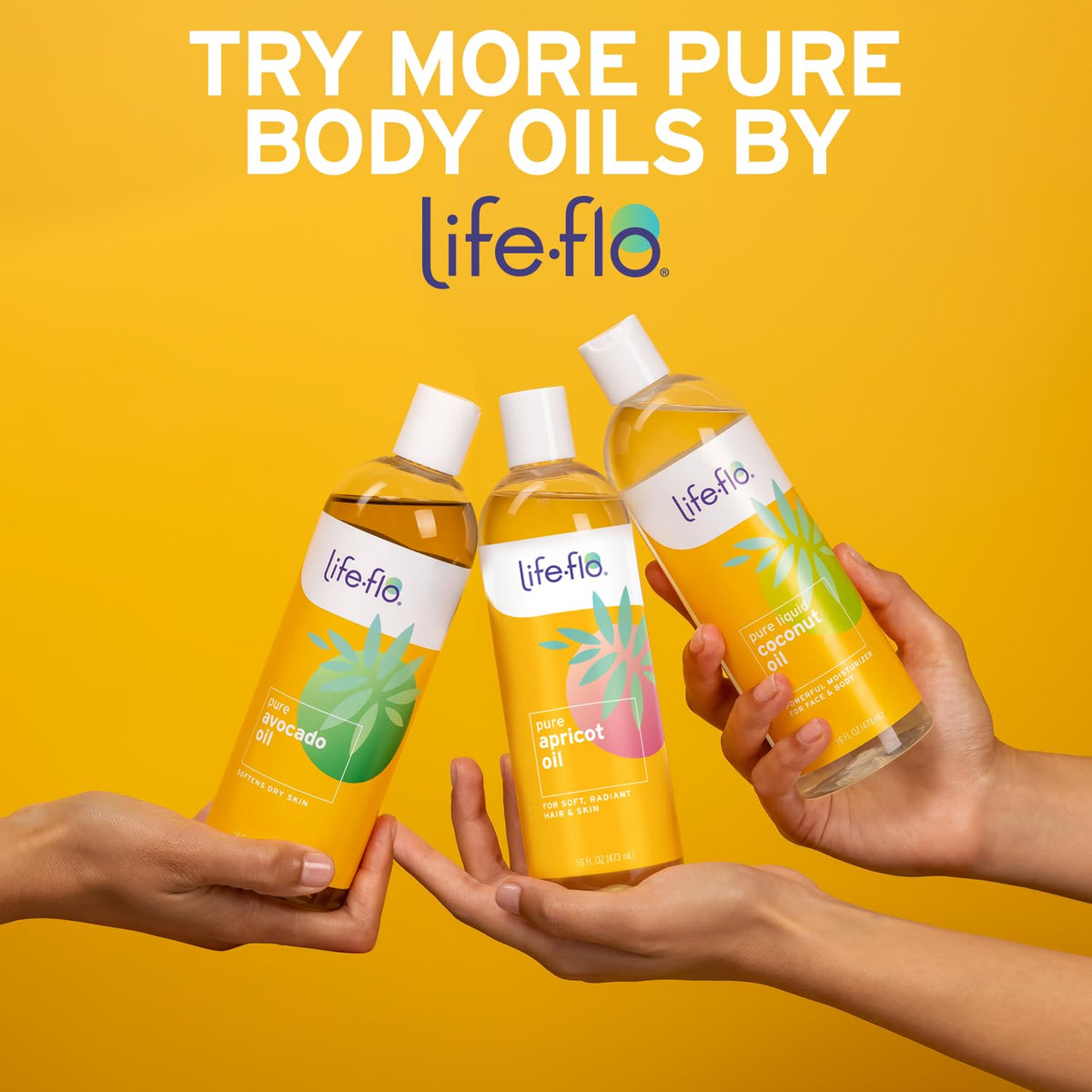 Life-Flo bottle beside ruler showing 8 oz size and clear label