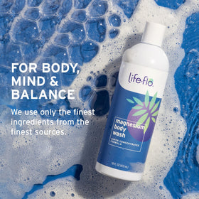 LIFE-FLO in-shower lifestyle image with energized user enjoying refreshing peppermint scent