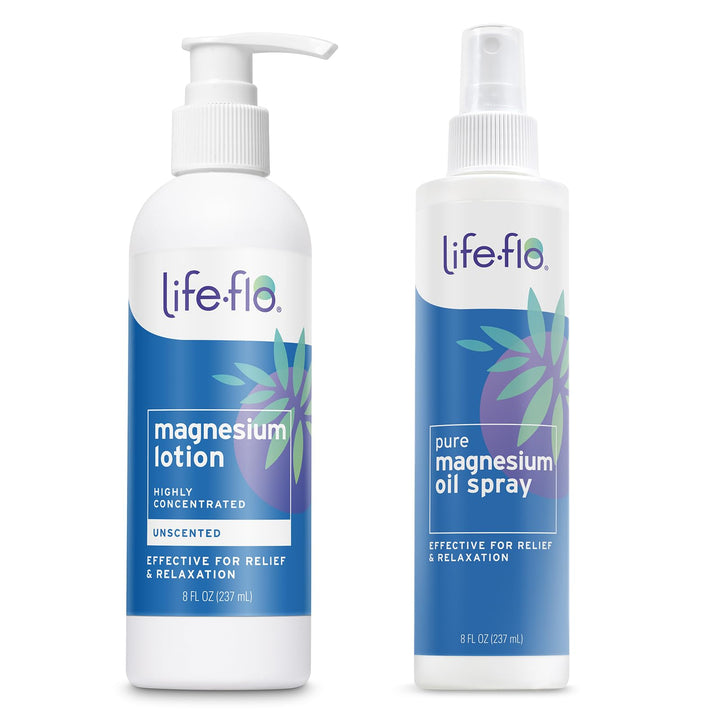 LIFE-FLO magnesium bundle front packaging showing both 8 oz bottles and clear labeling, easy selection