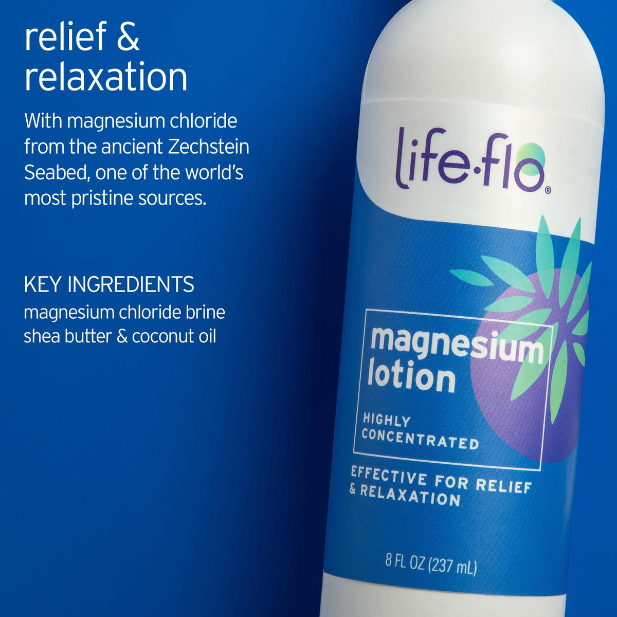 LIFE-FLO magnesium lotion pump top detail highlighting easy dispensing for everyday use