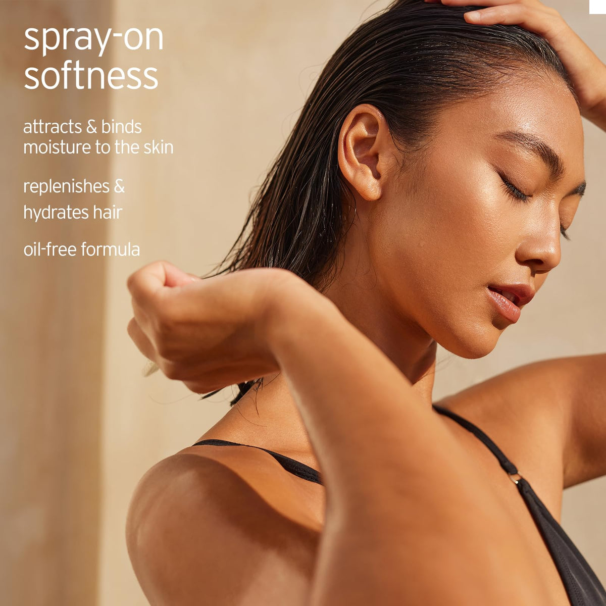 Life-Flo mist droplets texture highlighting lightweight hydration