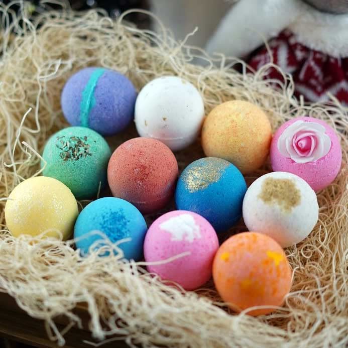 LifeAround2Angels front packaging showing 12 colorful bath bombs and gift-ready presentation