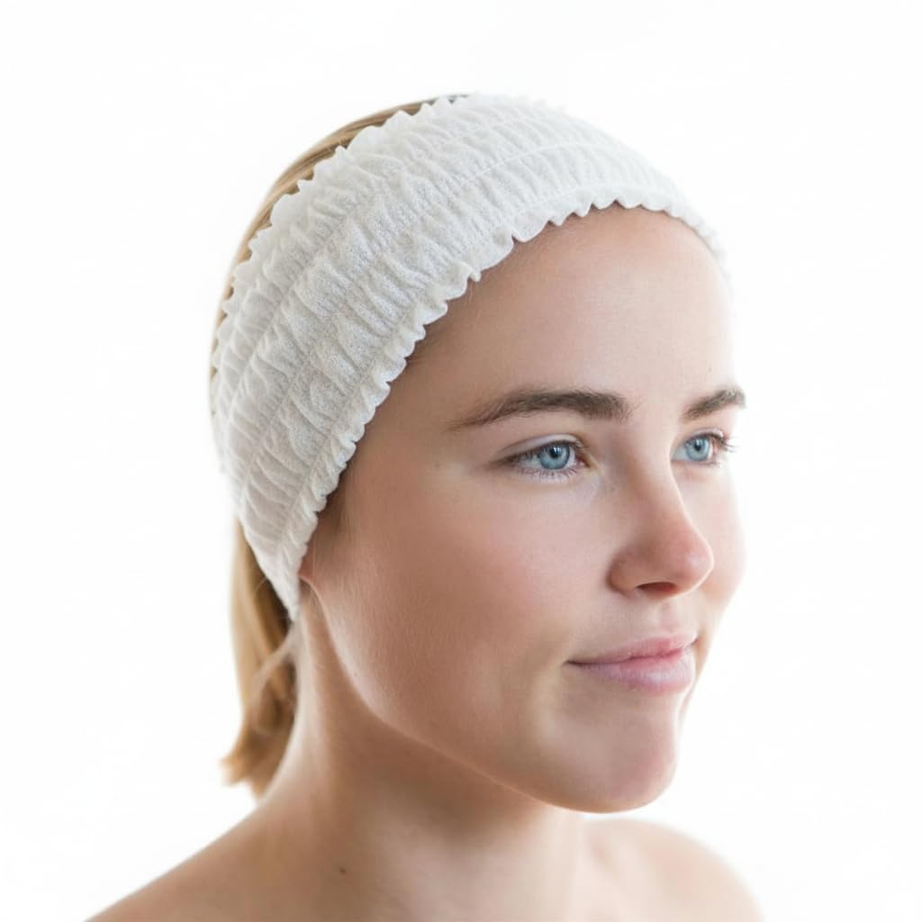 LIFESOFT front packaging showing 100 individually wrapped white headbands for hygienic use