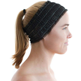 LIFESOFT headband in use during facial showing secure hair protection benefit