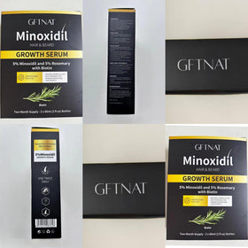 Lifestyle bathroom morning routine with minoxidil spray as part of care