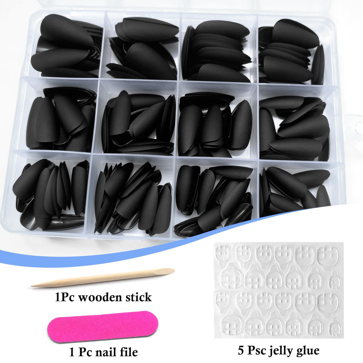 Lifextol kit tools with 100/180 nail file and wooden stick for precise shaping and prep
