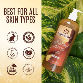 LightenUp product label close-up listing key moisturizing ingredients