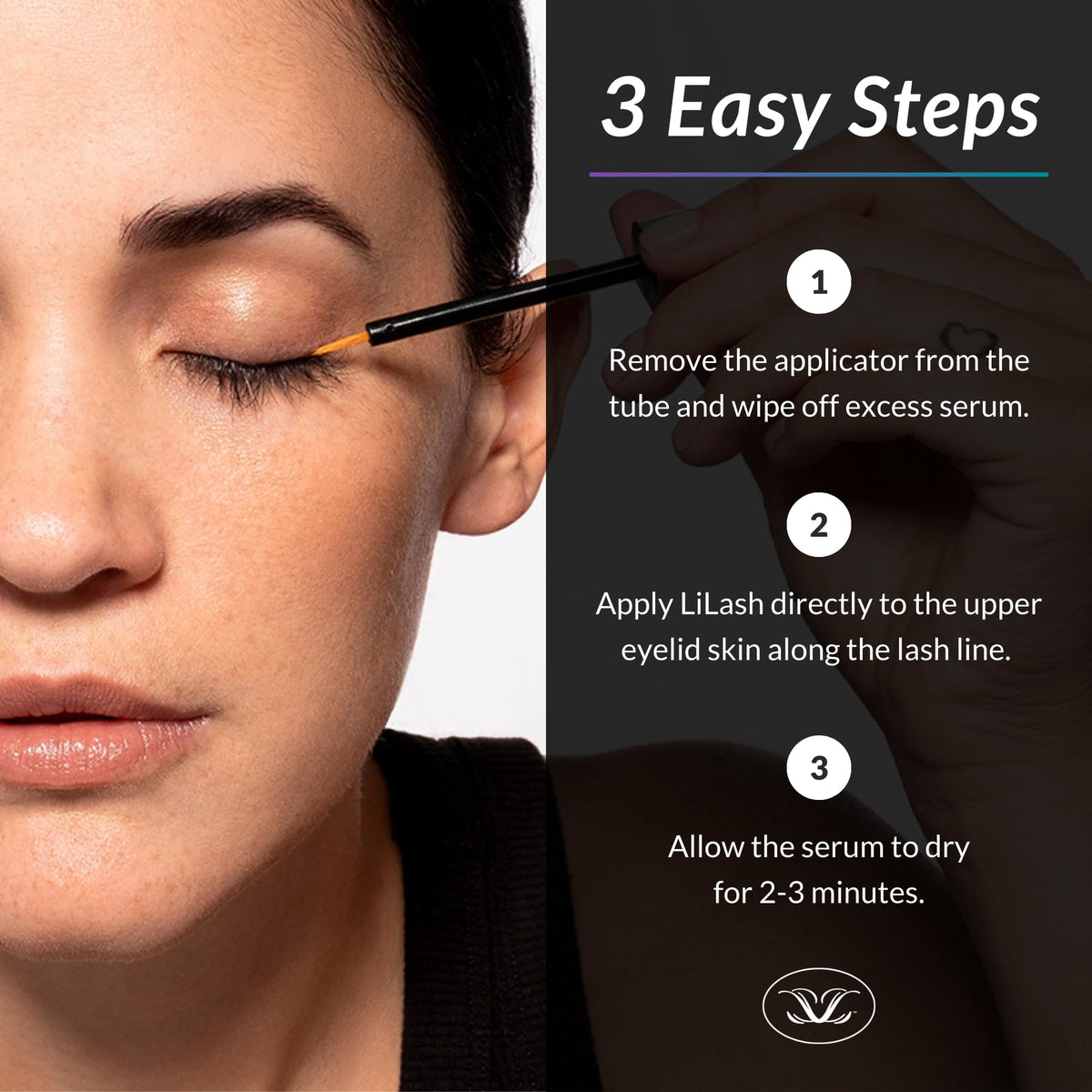 LiLash clear serum texture droplet, shows lightweight hydrating formula benefit