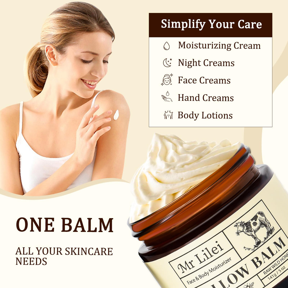 Lilei Beauty close-up showing smooth tallow texture and nourishing lipids