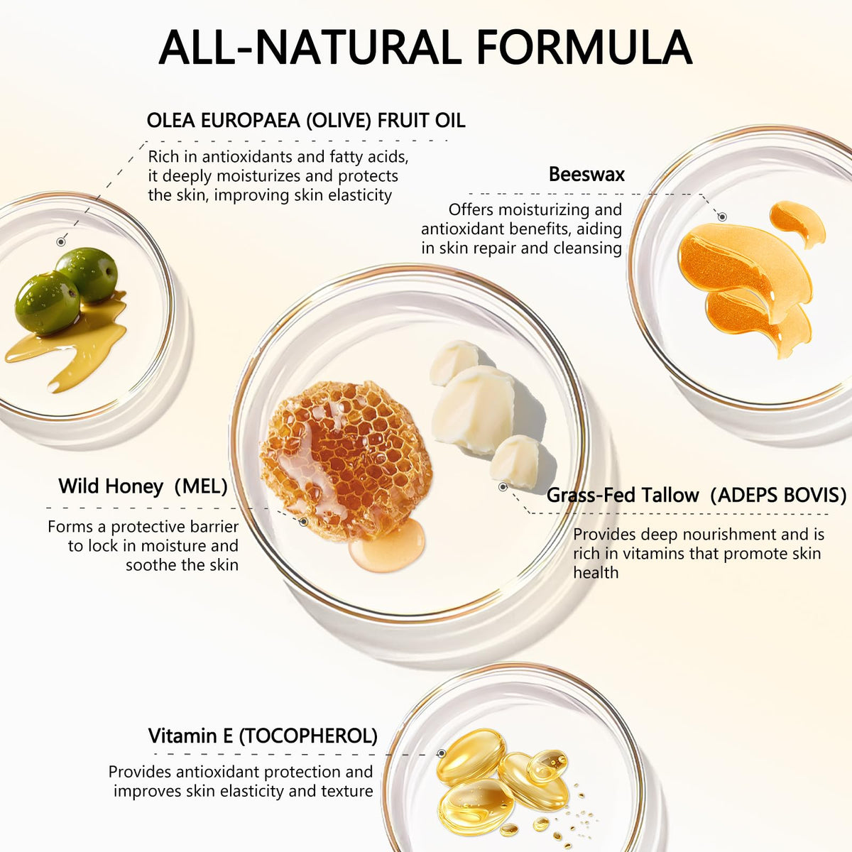 Lilei Beauty ingredient display with honey and beeswax for natural moisture