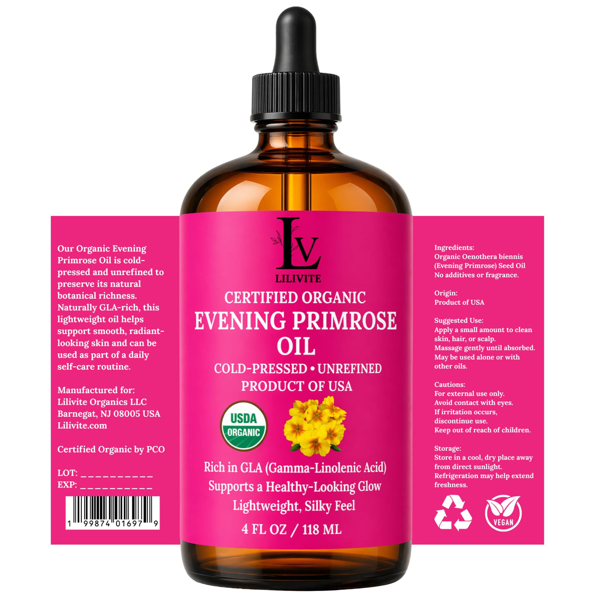 LILIVITE ORGANICS bottle staged in bathroom lifestyle suggesting daily skincare ritual