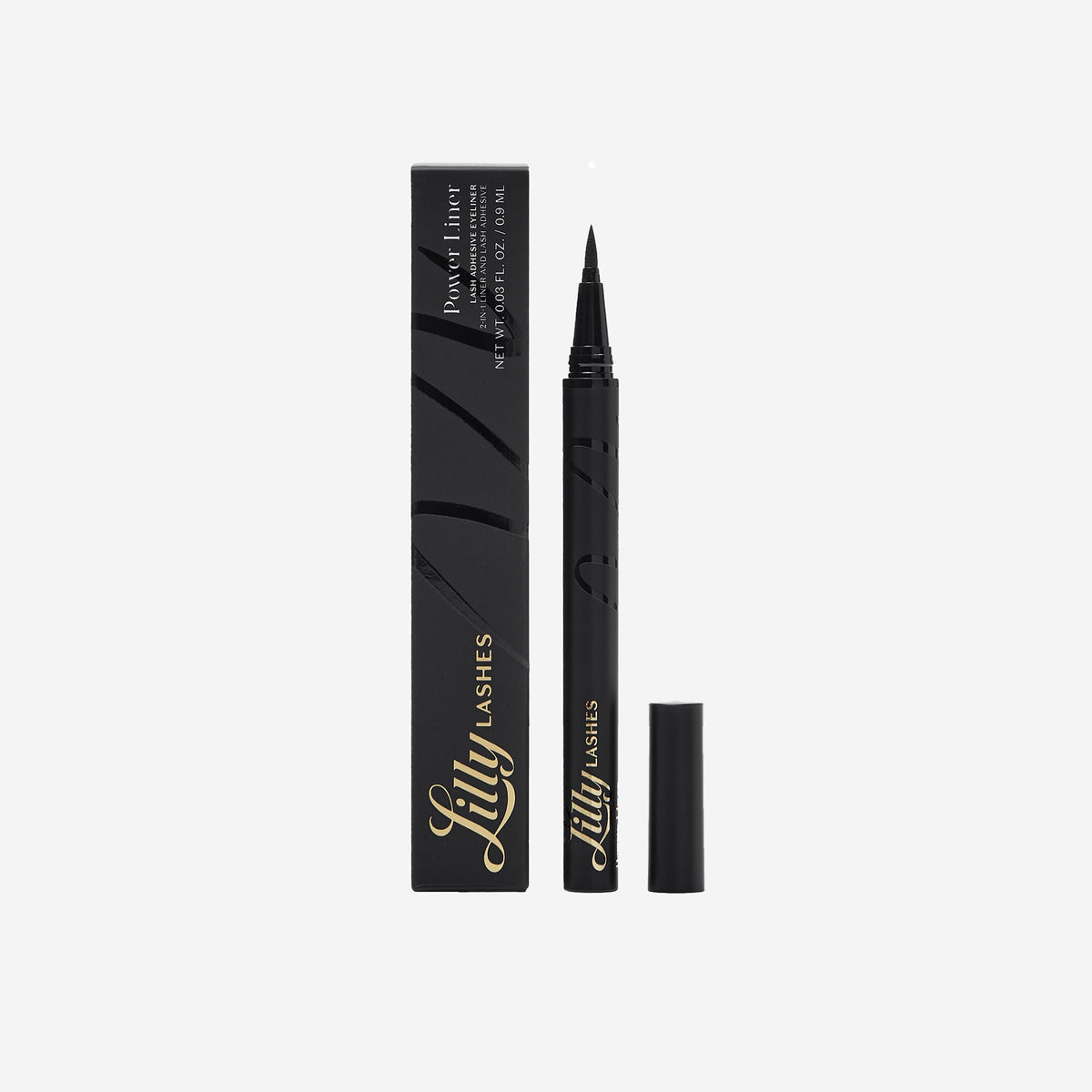 Lilly Lashes Power Liner front packaging showing bold black tube and brand