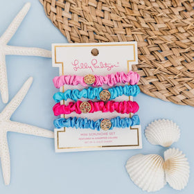 Lilly Pulitzer scrunchie securing a ponytail showing reliable, gentle hold