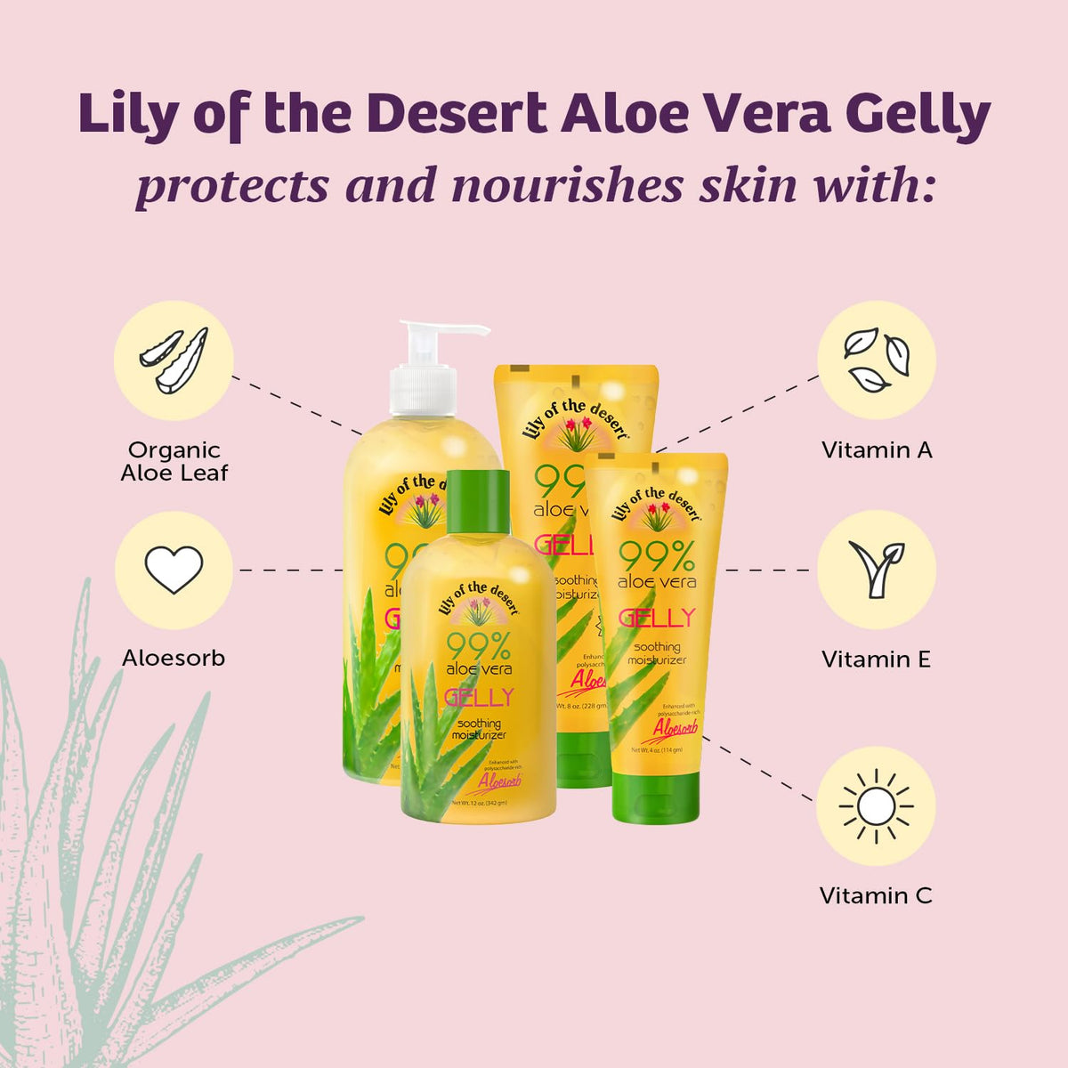 Lily Of The Desert label detail showing ingredients and organic claim