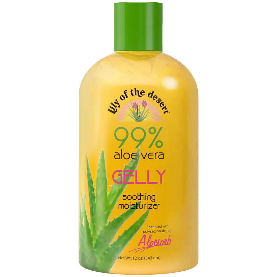 Lily Of The Desert front label on 12 fl oz jar showing product name and organic claim