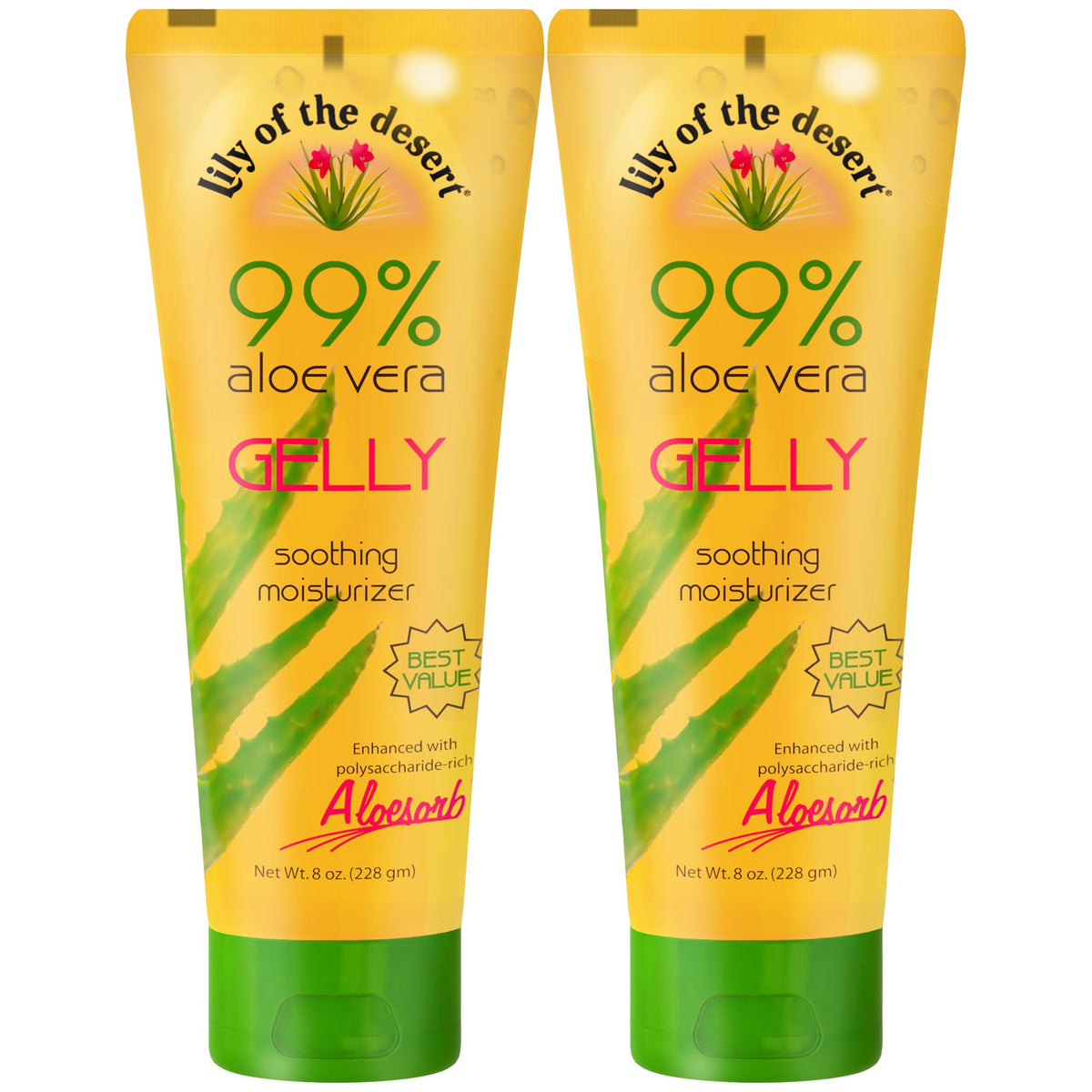 Lily Of The Desert front packaging showing bottle and label, quick soothing benefit