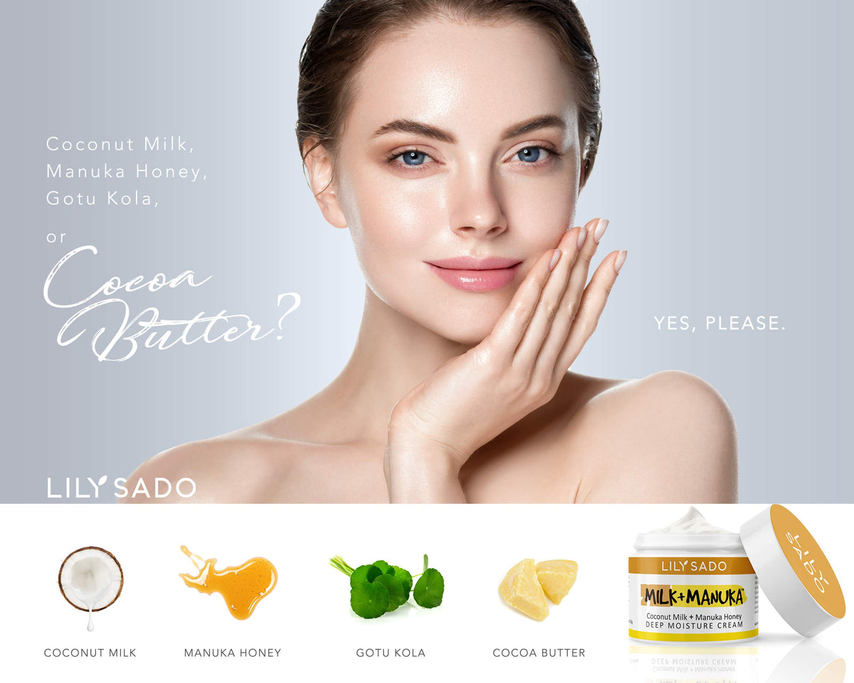 LILY SADO moisturizer being smoothed on hand for fast-absorbing benefit