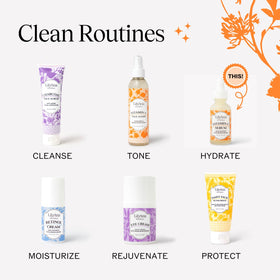 LilyAna Naturals serum on bathroom counter in morning skincare routine